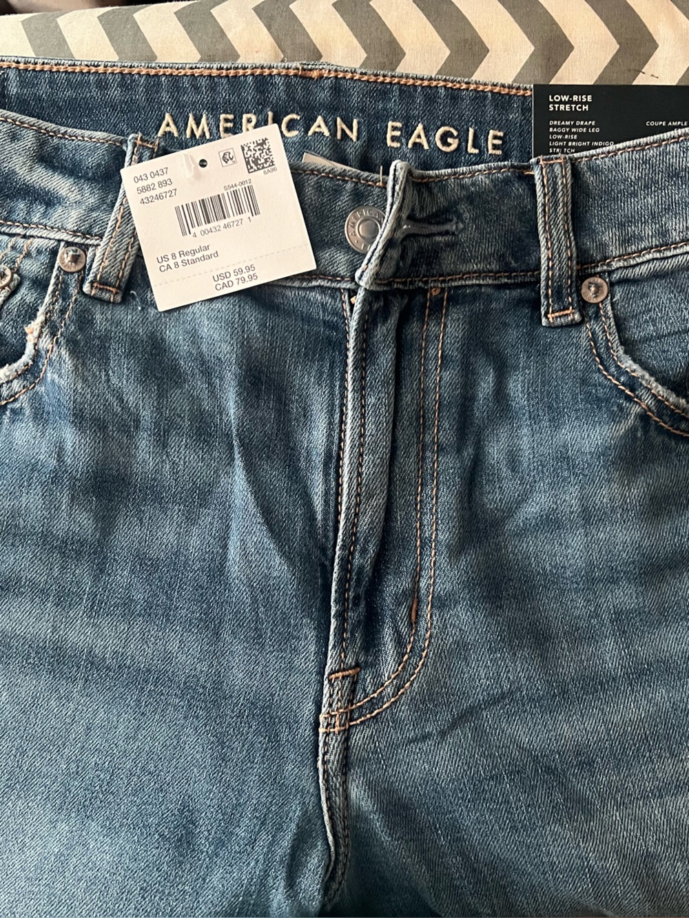 American Eagle Dreamy Drape Stretch Low Rise Baggy Wide Leg Jean - Picture 12 of 13